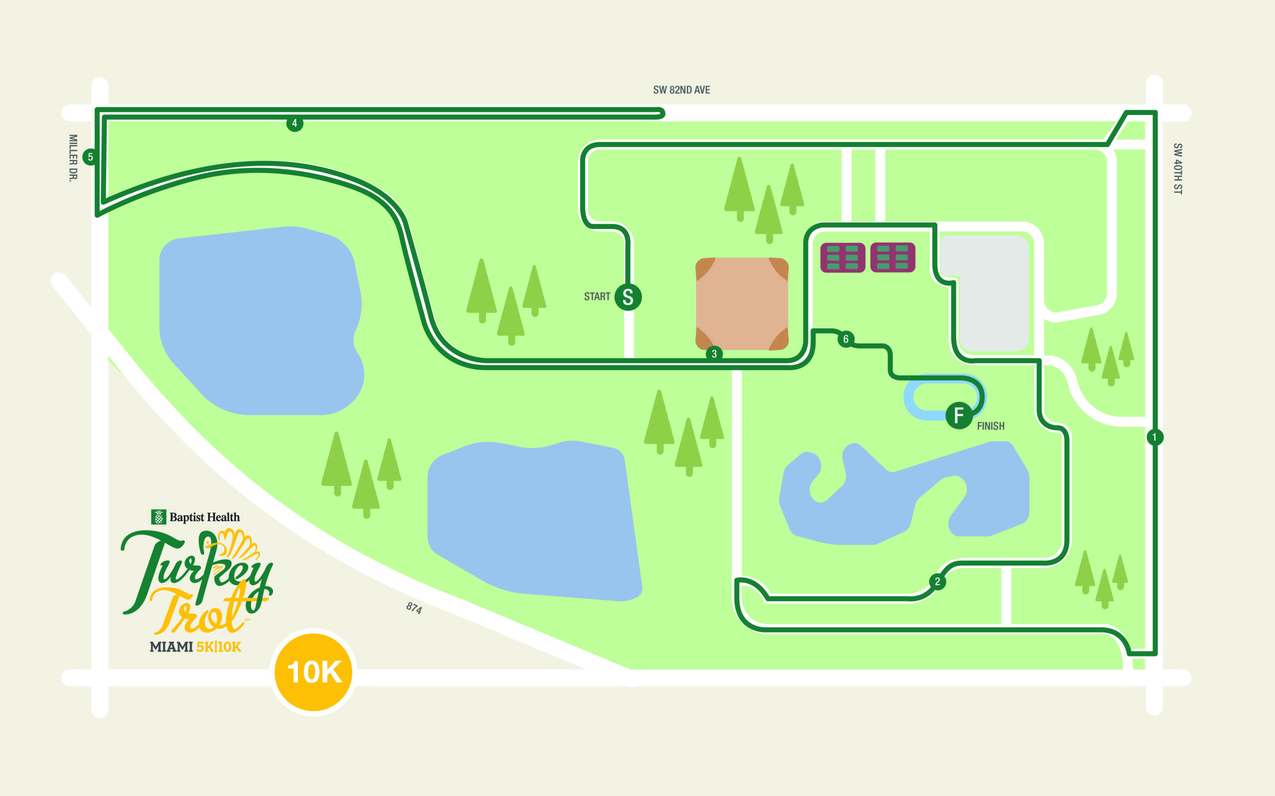 2021 Miami Turkey Trot 10k Course Map Turkey Trot Miami 5K10K
